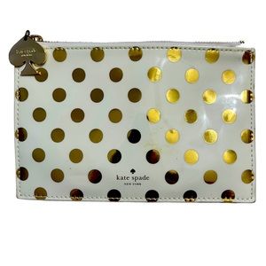 Kate Spade Gold Polka Dot Pencil‎ Case with Ruler Cosmetic Case